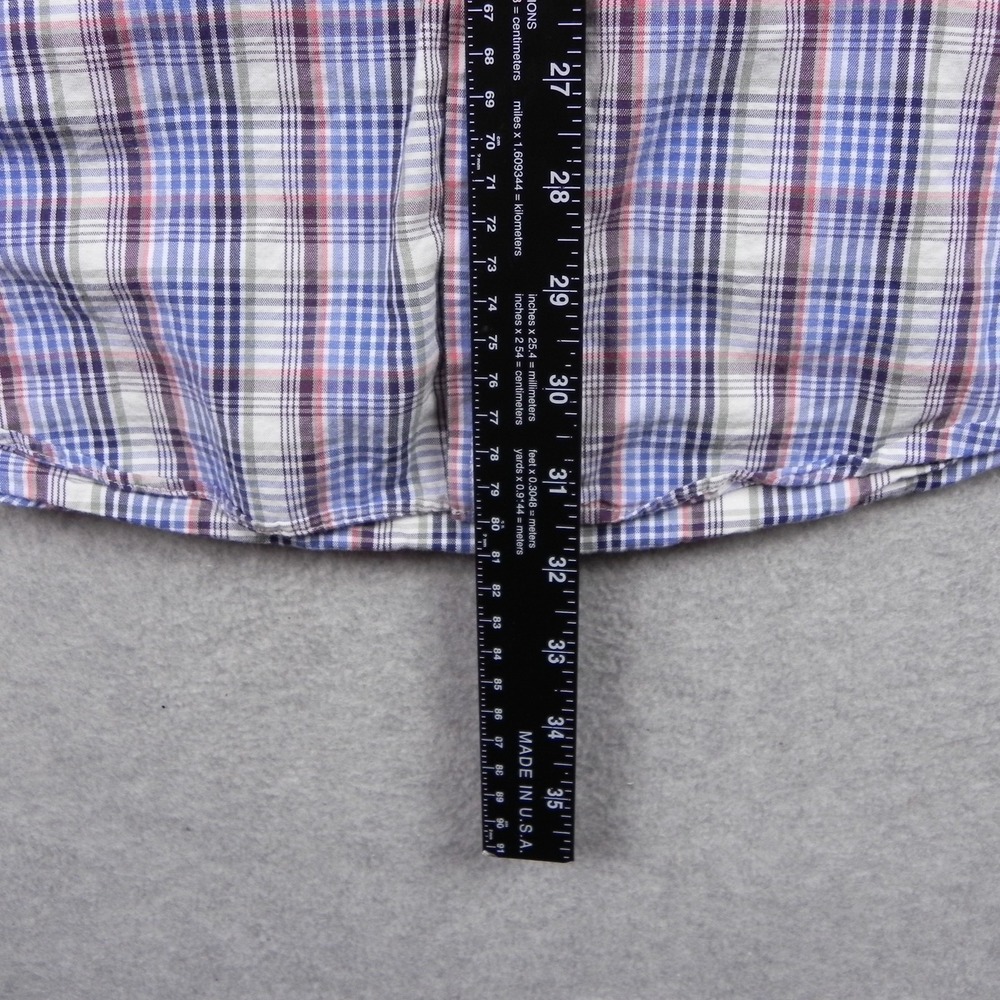 Roundtree & Yorke Shirt Mens XLT Tall Pocket Button Up Blue Plaid Long Sleeve - Picture 6 of 9